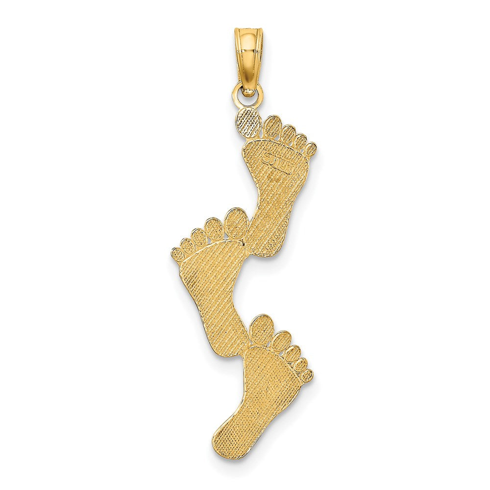 Million Charms 14K Yellow Gold Themed Polished Triple Vertical Feet Charm