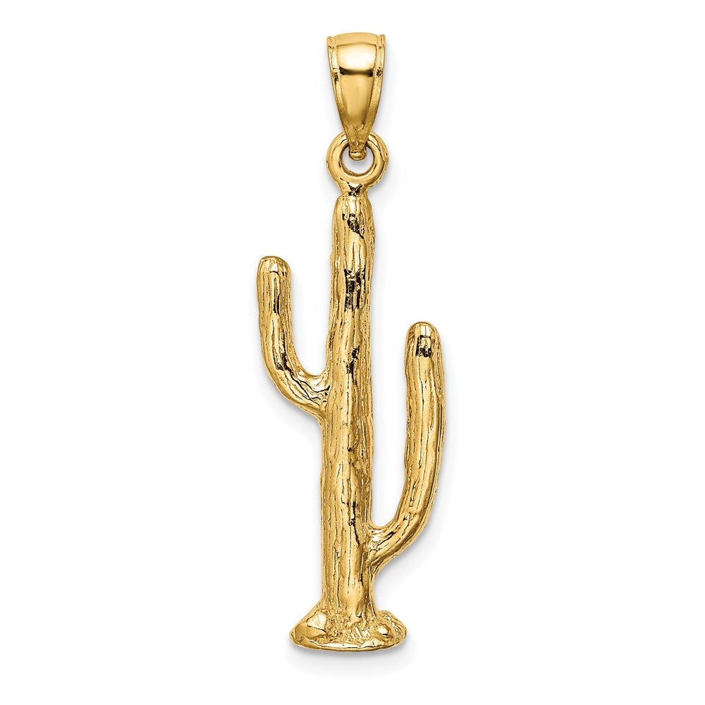 Million Charms 14K Yellow Gold Themed 3-D Saguaro Cactus Charm