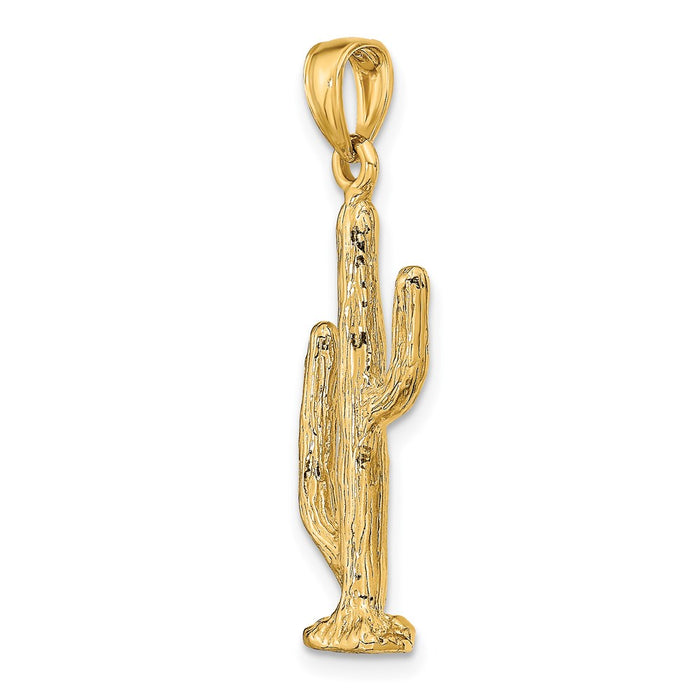 Million Charms 14K Yellow Gold Themed 3-D Saguaro Cactus Charm