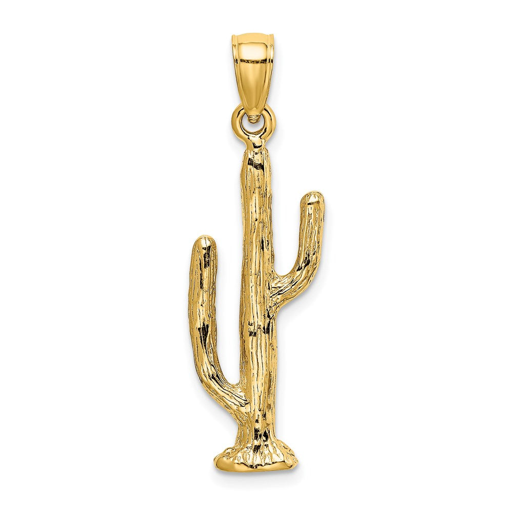 Million Charms 14K Yellow Gold Themed 3-D Saguaro Cactus Charm