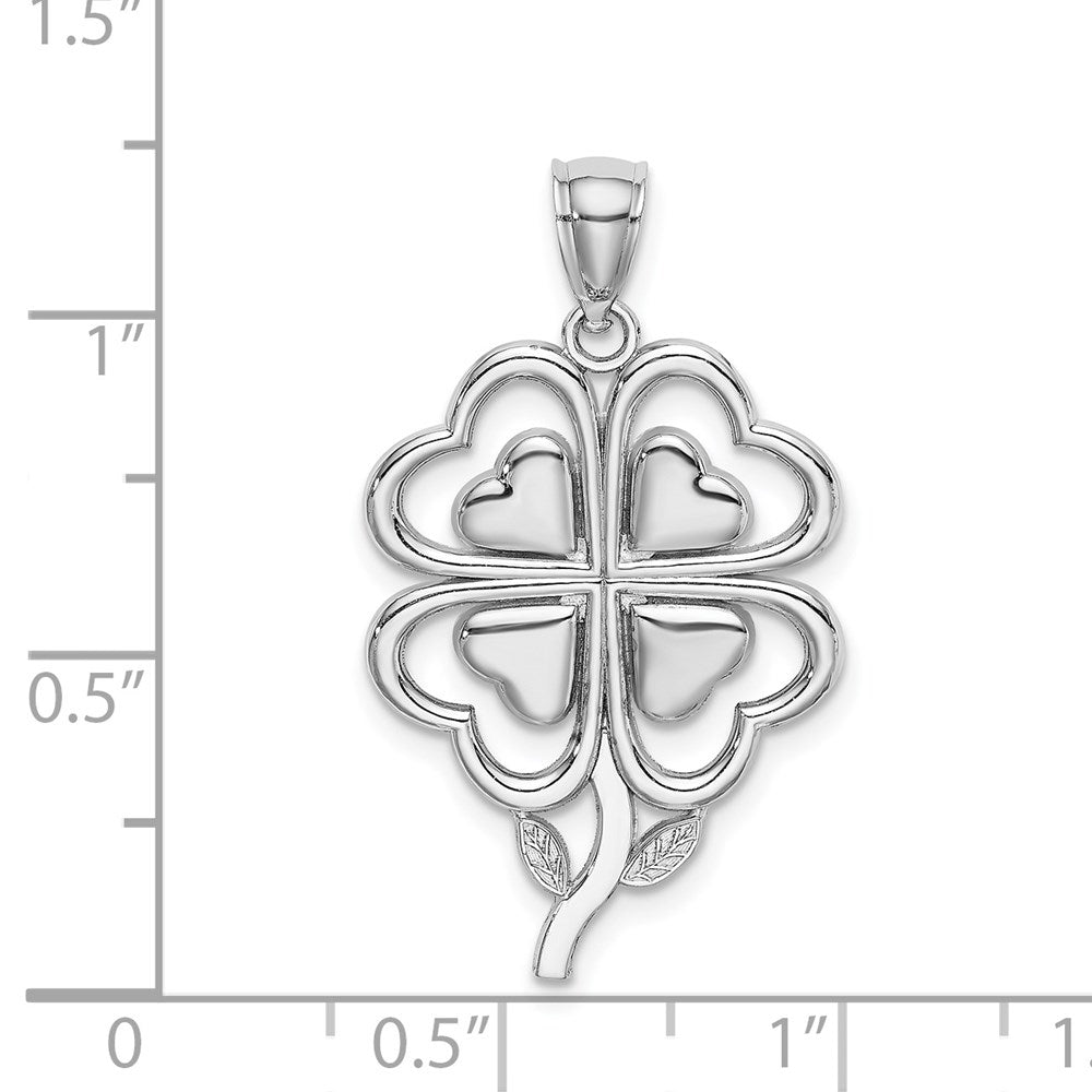 Million Charms 14K White Gold Themed 4-Leaf Lucky Clover  Charm
