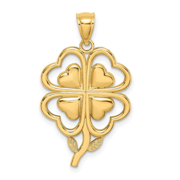 Million Charms 14K Yellow Gold Themed 4-Leaf Lucky Clover  Charm