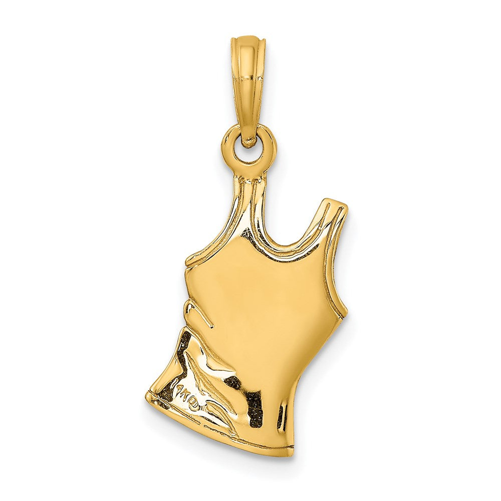 Million Charms 14K Yellow Gold Themed 3-D Tank Top Shirt With Heart Charm