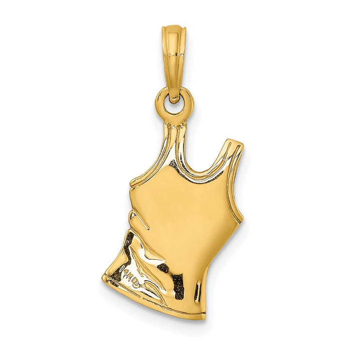 Million Charms 14K Yellow Gold Themed 3-D Tank Top Shirt With Heart Charm