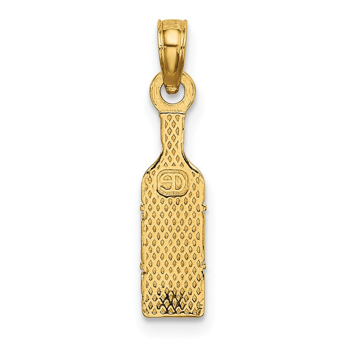 Million Charms 14K Yellow Gold Themed 2-D Wine Bottle Charm