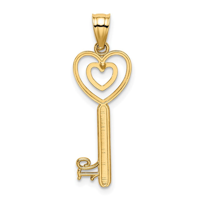 Million Charms 14K Yellow Gold Themed Key With Heart Sweet 16 Birthday Charm