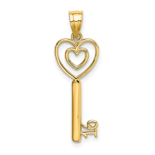 Million Charms 14K Yellow Gold Themed Key With Heart Sweet 16 Birthday Charm