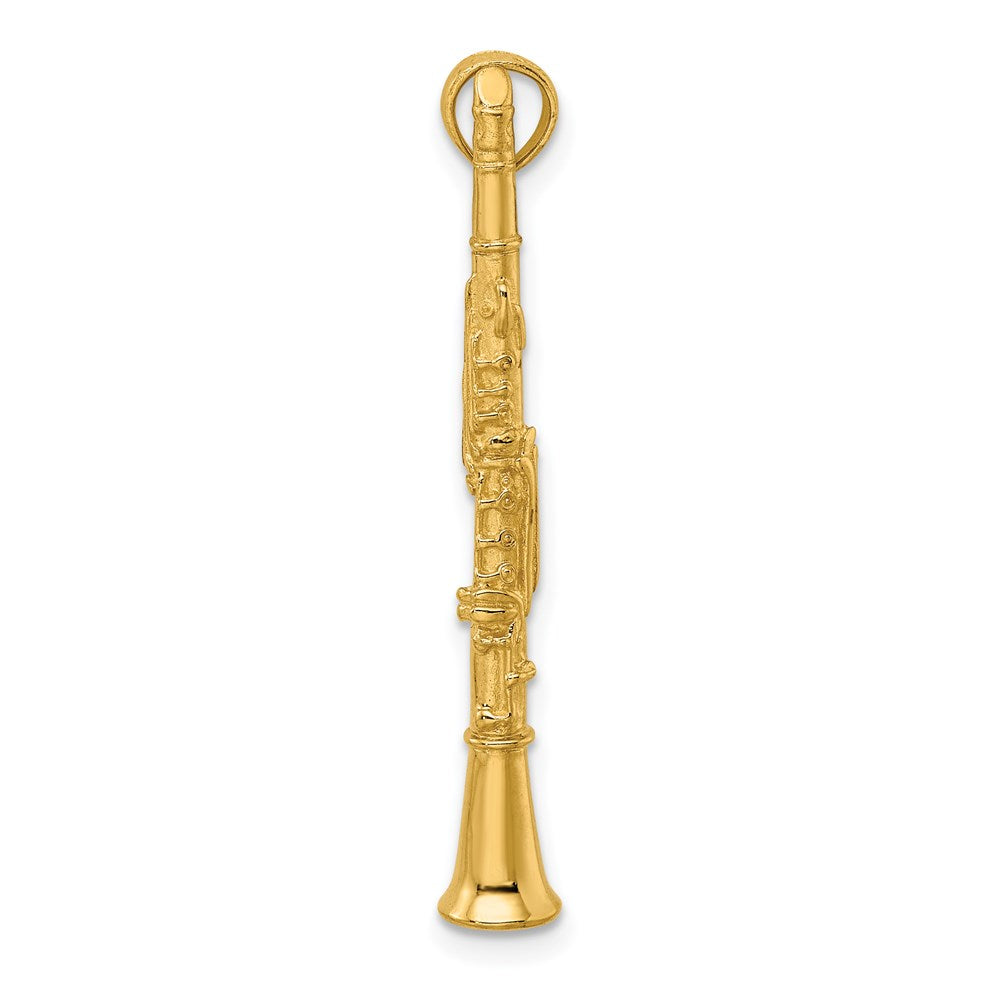 Million Charms 14K Yellow Gold Themed 3-D Clarinet Charm
