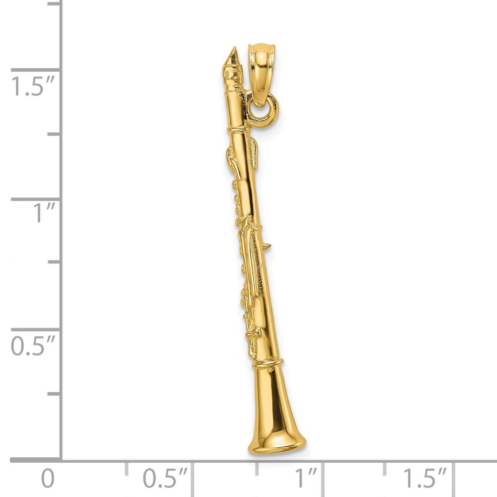 Million Charms 14K Yellow Gold Themed 3-D Clarinet Charm