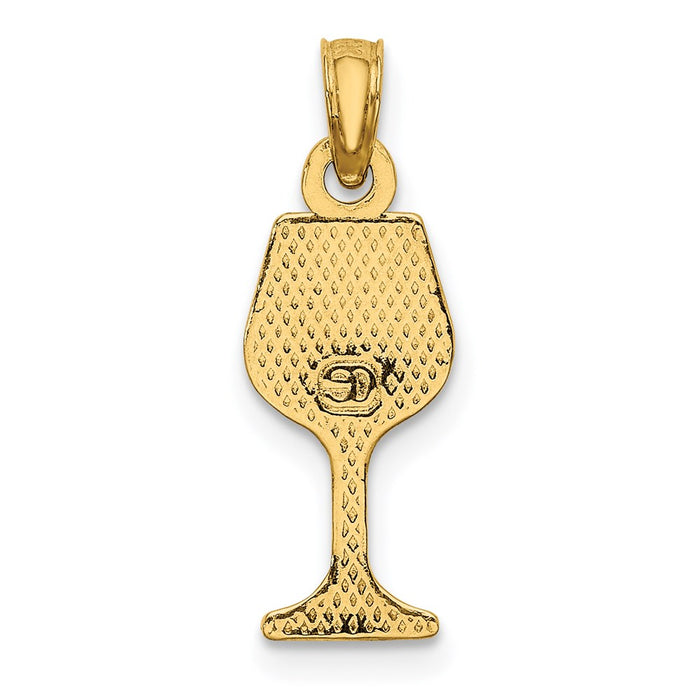 Million Charms 14K Yellow Gold Themed 2-D Wine Glass Charm