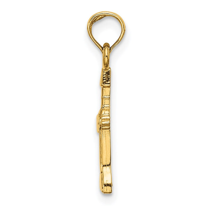 Million Charms 14K Yellow Gold Themed 2-D Wine Opener Charm