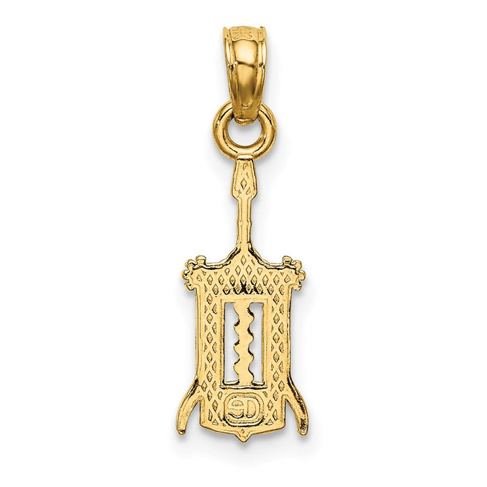 Million Charms 14K Yellow Gold Themed 2-D Wine Opener Charm