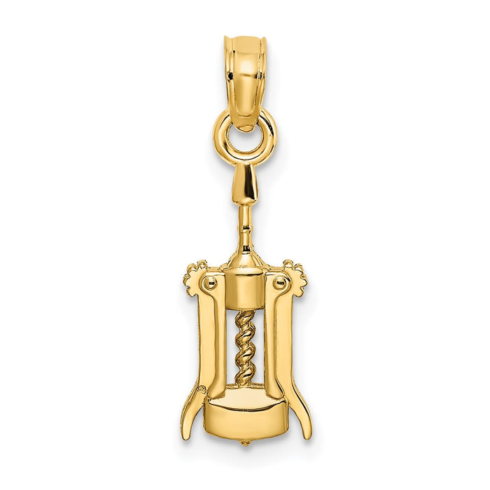 Million Charms 14K Yellow Gold Themed 2-D Wine Opener Charm