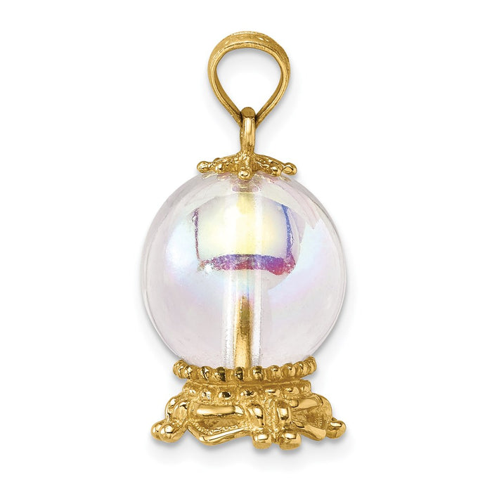 Million Charms 14K Yellow Gold Themed 3-D Crystal Ball Charm