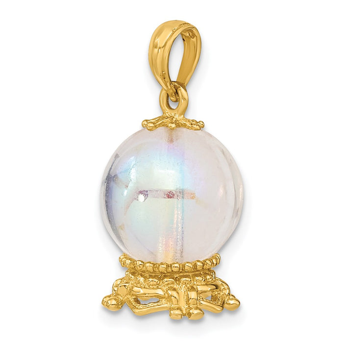 Million Charms 14K Yellow Gold Themed 3-D Crystal Ball Charm