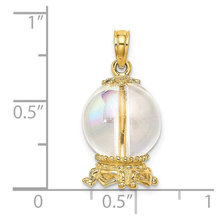 Million Charms 14K Yellow Gold Themed 3-D Crystal Ball Charm