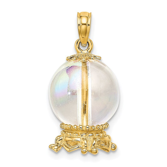 Million Charms 14K Yellow Gold Themed 3-D Crystal Ball Charm