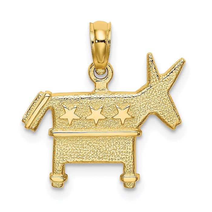 Million Charms 14K Yellow Gold Themed 3-D Textured & Democratic Donkey Charm