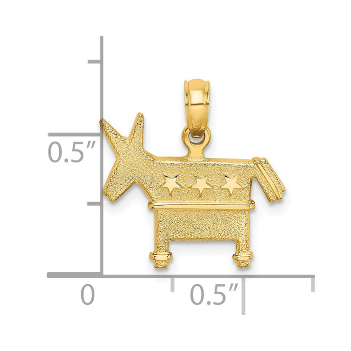 Million Charms 14K Yellow Gold Themed 3-D Textured & Democratic Donkey Charm