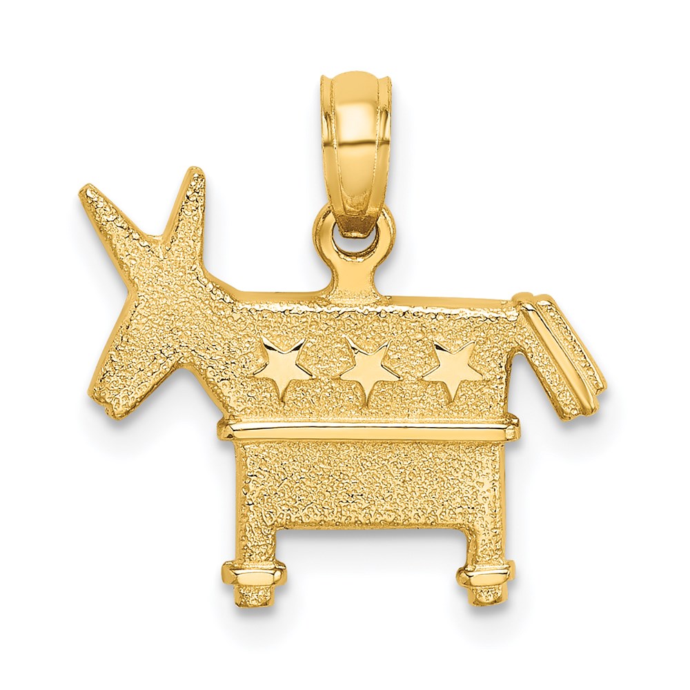 Million Charms 14K Yellow Gold Themed 3-D Textured & Democratic Donkey Charm