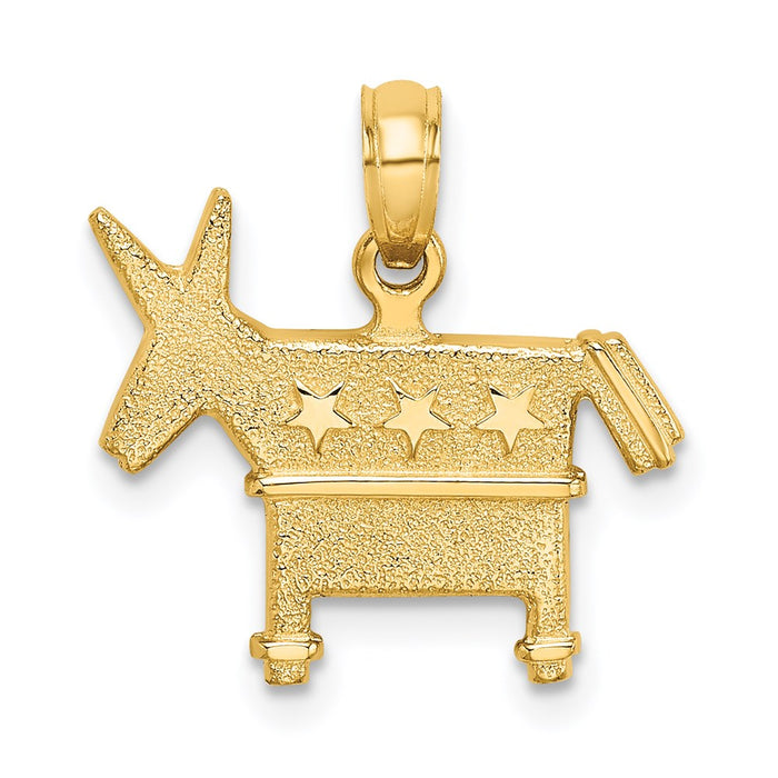 Million Charms 14K Yellow Gold Themed 3-D Textured & Democratic Donkey Charm