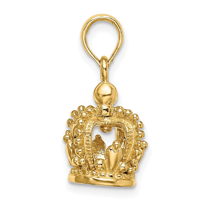 Million Charms 14K Yellow Gold Themed 3-D Polished Crown Charm