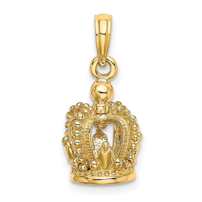 Million Charms 14K Yellow Gold Themed 3-D Polished Crown Charm