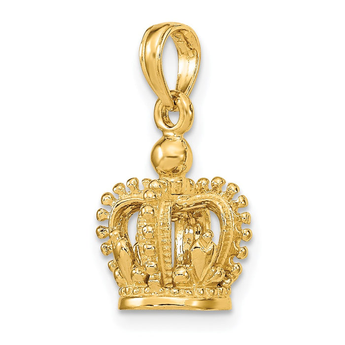 Million Charms 14K Yellow Gold Themed 3-D Polished Crown Charm