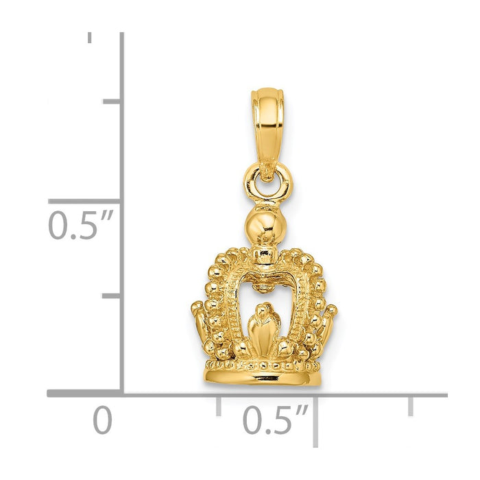 Million Charms 14K Yellow Gold Themed 3-D Polished Crown Charm