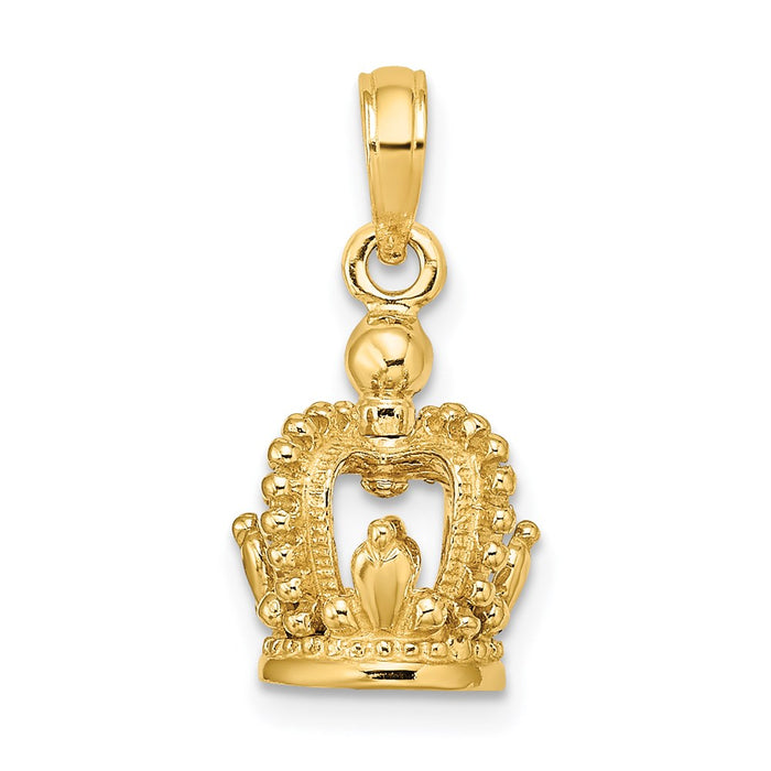 Million Charms 14K Yellow Gold Themed 3-D Polished Crown Charm