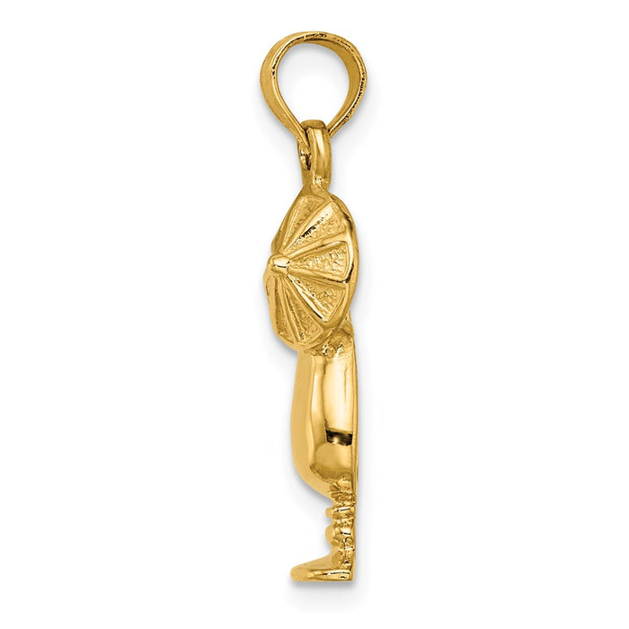 Million Charms 14K Yellow Gold Themed Polished & 2-D Tropical Drink Charm