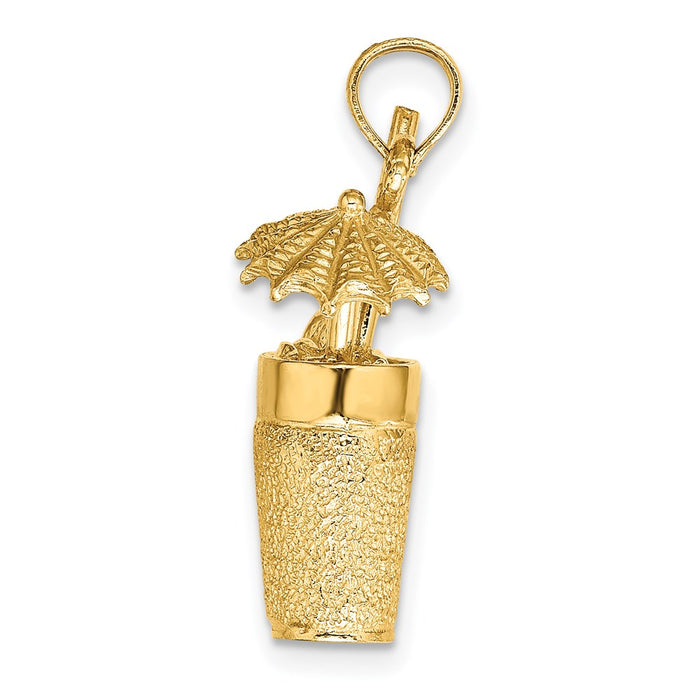 Million Charms 14K Yellow Gold Themed 3-D Textured Cocktail Drink Charm