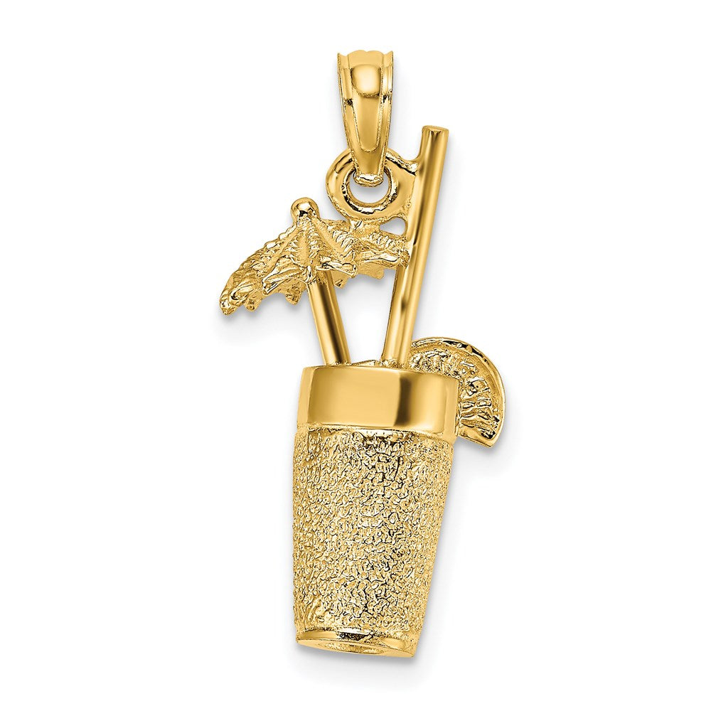 Million Charms 14K Yellow Gold Themed 3-D Textured Cocktail Drink Charm