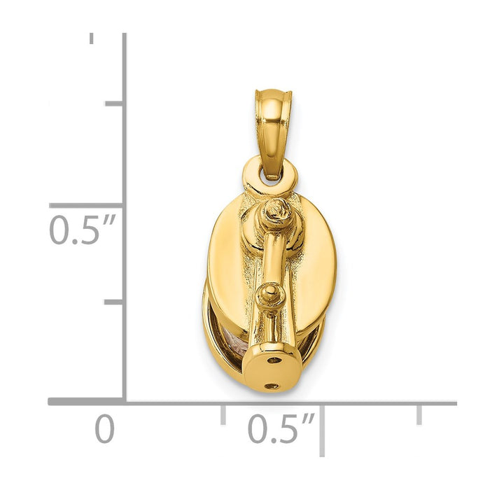 Million Charms 14K Yellow Gold Themed 3-D Moveable Pencil Sharpener Charm