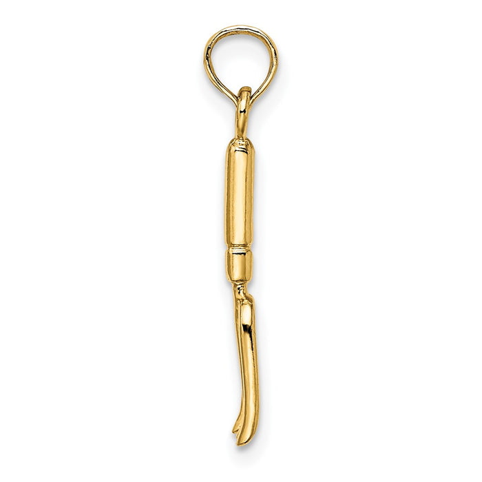 Million Charms 14K Yellow Gold Themed 3-D Hp Fork Garden Tool Charm