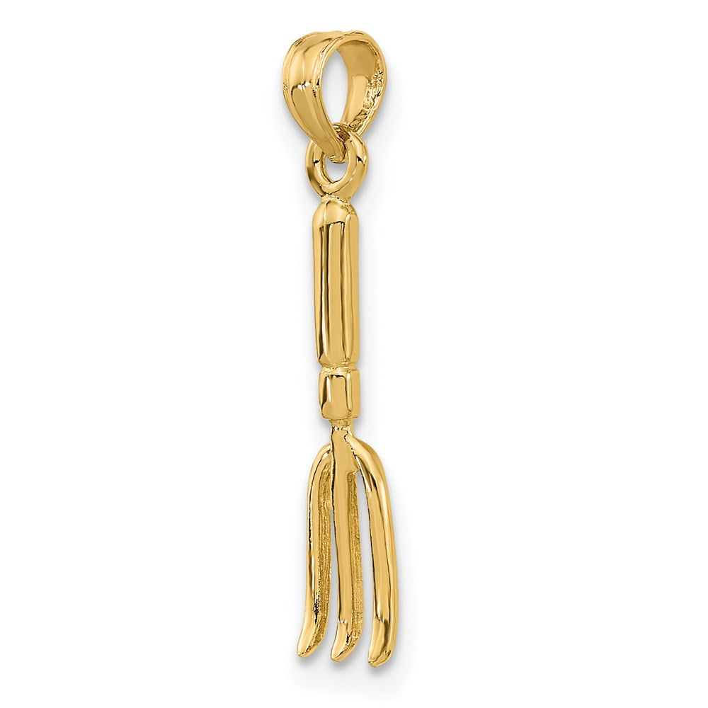 Million Charms 14K Yellow Gold Themed 3-D Hp Fork Garden Tool Charm