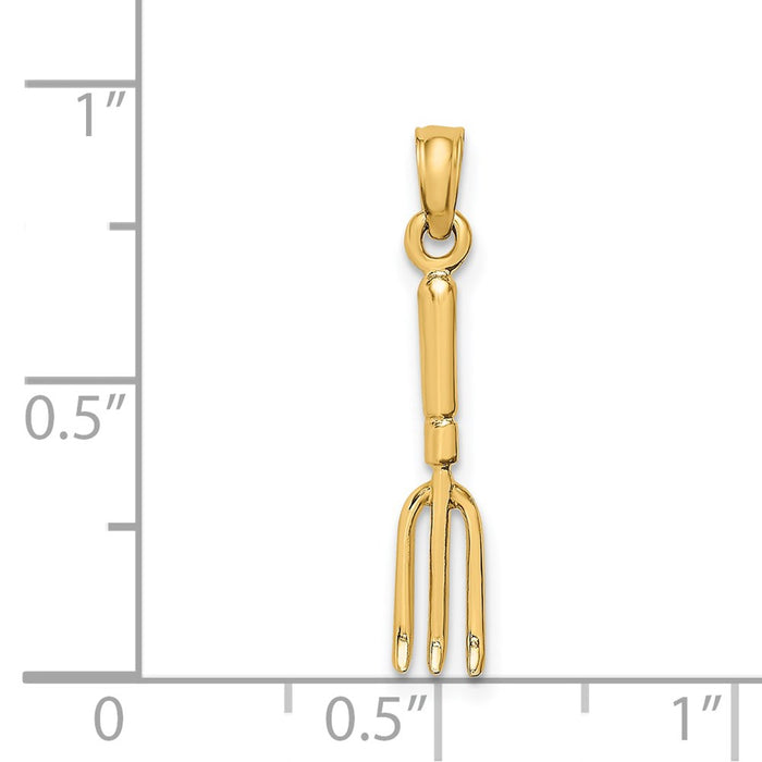 Million Charms 14K Yellow Gold Themed 3-D Hp Fork Garden Tool Charm