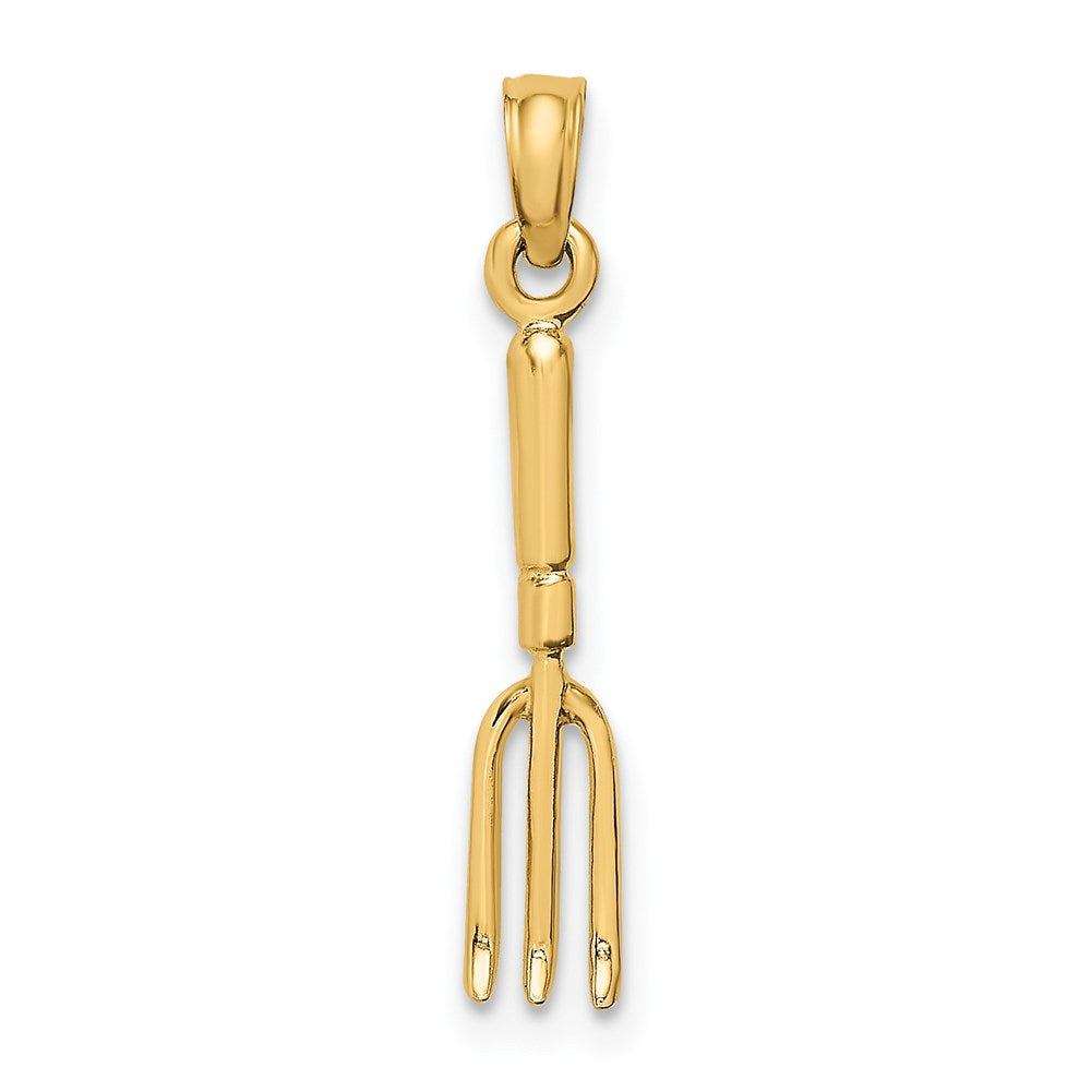 Million Charms 14K Yellow Gold Themed 3-D Hp Fork Garden Tool Charm