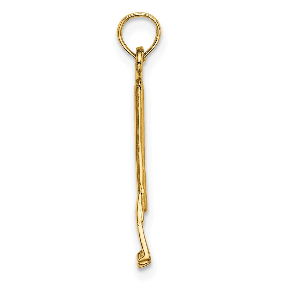 Million Charms 14K Yellow Gold Themed 3-D Leaf Rake Garden Tool Charm