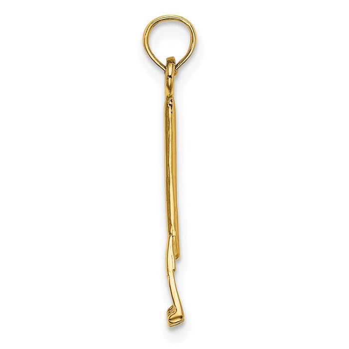 Million Charms 14K Yellow Gold Themed 3-D Leaf Rake Garden Tool Charm