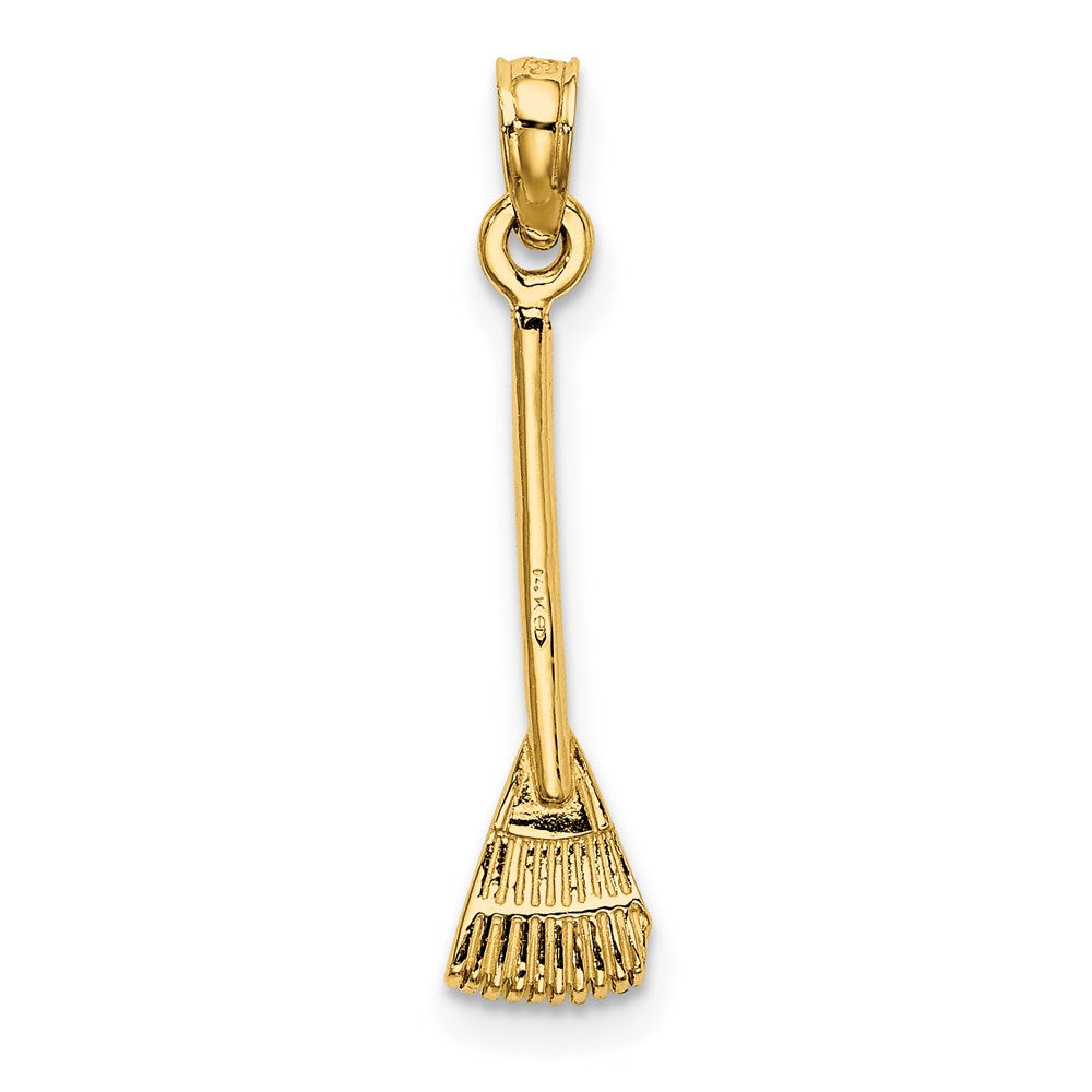 Million Charms 14K Yellow Gold Themed 3-D Leaf Rake Garden Tool Charm