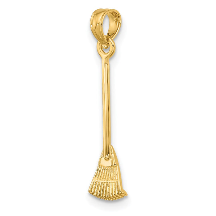 Million Charms 14K Yellow Gold Themed 3-D Leaf Rake Garden Tool Charm