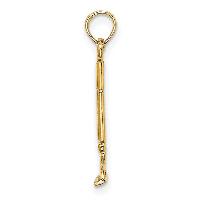 Million Charms 14K Yellow Gold Themed 3-D Landscape Rake Garden Tool Charm
