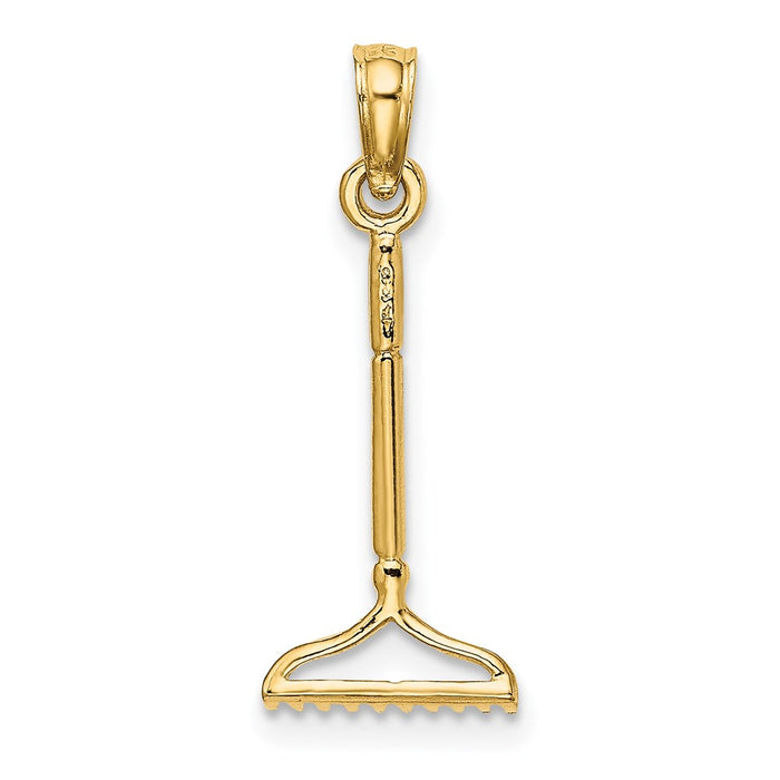 Million Charms 14K Yellow Gold Themed 3-D Landscape Rake Garden Tool Charm
