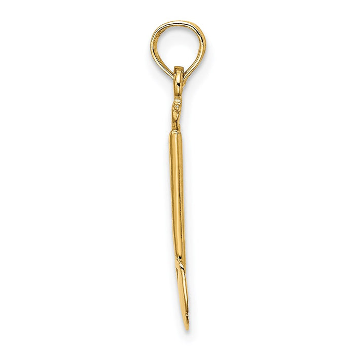 Million Charms 14K Yellow Gold Themed 3-D Polished Shovel Garden Tool Charm