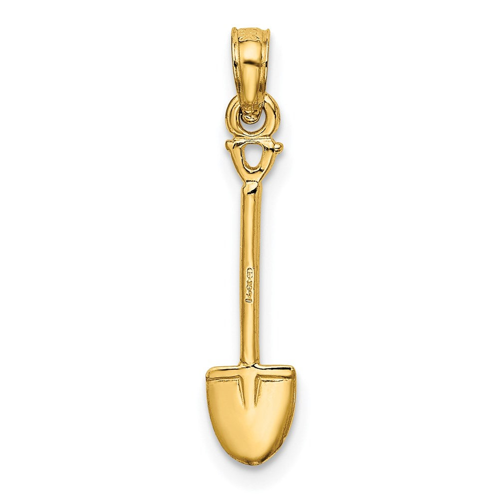 Million Charms 14K Yellow Gold Themed 3-D Polished Shovel Garden Tool Charm