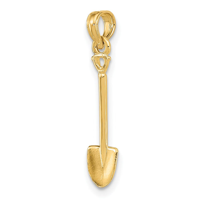 Million Charms 14K Yellow Gold Themed 3-D Polished Shovel Garden Tool Charm