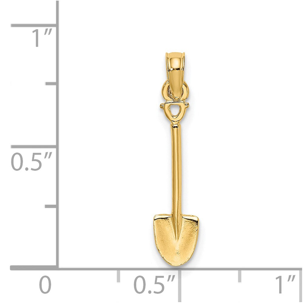 Million Charms 14K Yellow Gold Themed 3-D Polished Shovel Garden Tool Charm