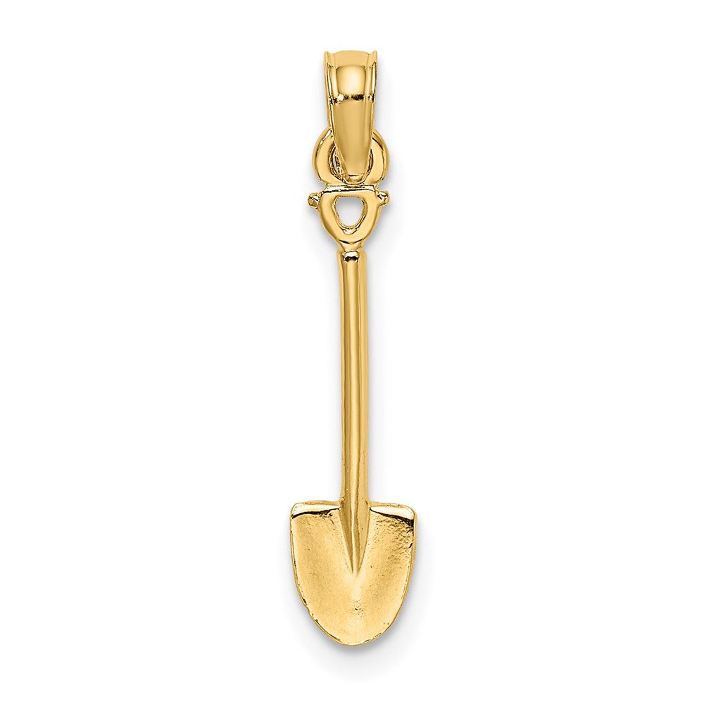 Million Charms 14K Yellow Gold Themed 3-D Polished Shovel Garden Tool Charm