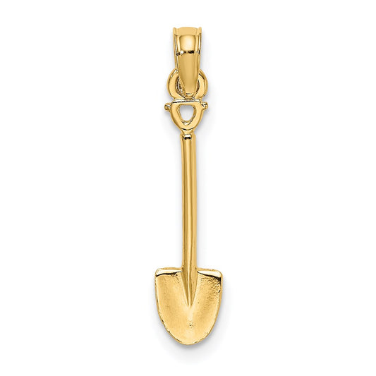 Million Charms 14K Yellow Gold Themed 3-D Polished Shovel Garden Tool Charm